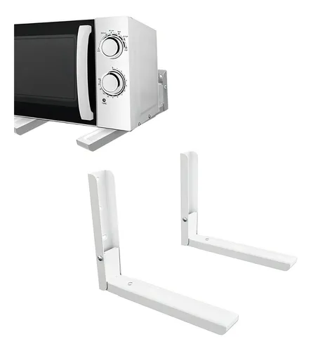 Soporte para Microondas de Pared Resistente 40kg - Vista frontal del soporte metálico blanco