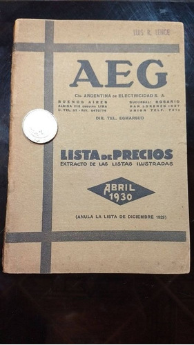 Antigua Revista Catalogo Lista De Precio Electricidad 1930