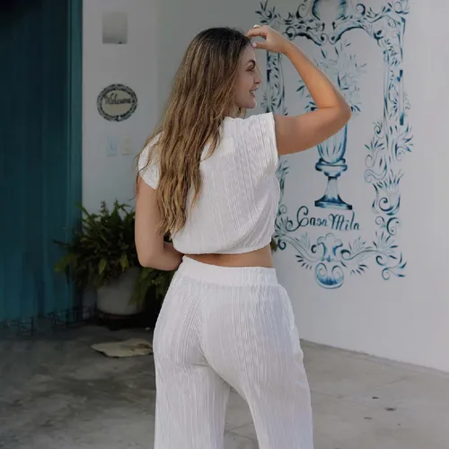 Conjunto Casual De Dos Piezas Tela Plisada