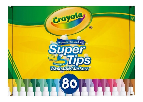 80 Marcadores Super Tips Crayola Lavable Punta Cónica Color Mixto