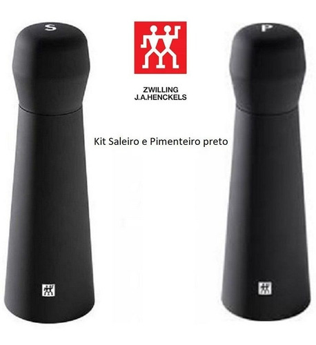 Kit Moedor Sal E Pimenta Gourmet Preto Ceramica Zwilling