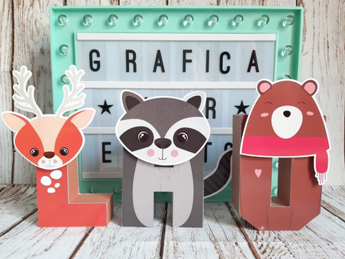 Letras 3d Animales Del Bosque Encantado Woodland X4