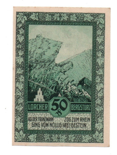 Alemania Notgeld 50 Pfennig Municipio Lorch Año 1921