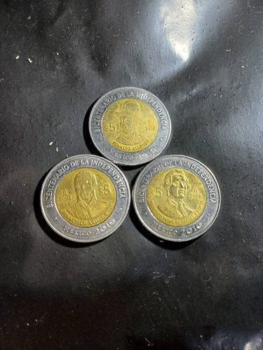 Monedas De 5 Pesos Del Bicentenario De La Independencia 