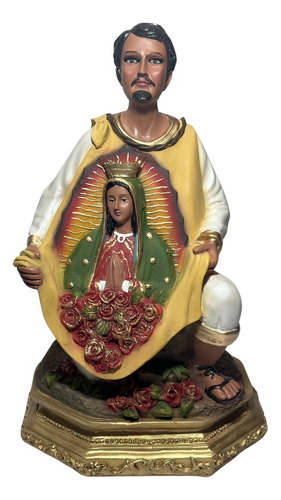 Figura Juan Diego Hincado Con Virgen De Guadalupe Resina