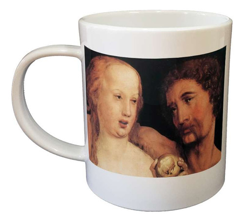 Taza De Plastico Adan Y Eva Biblia Pintura Ilustracion M1