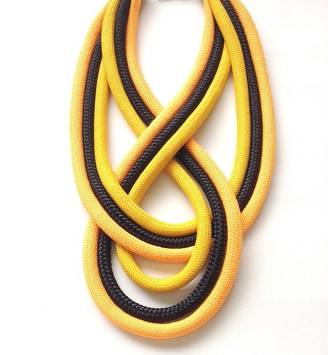 Colar De Corda Mila Amarelo Preto