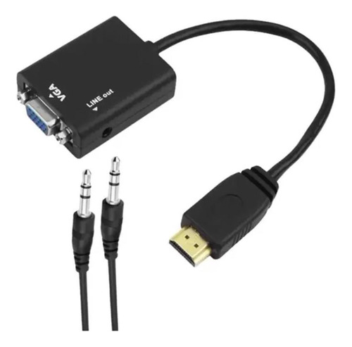 Cabo Adaptador Converter Hdmi Para Vga Saída P2 De Áudio