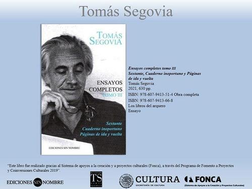 Libro Ensayos Completos De Tomás Segovia Tomo Iii