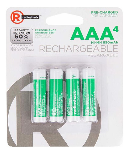 Baterías Recargables Radioshack Aaa X4 850 Mah