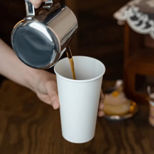 Vaso De Carton Para Café Encerado Biodegradable 16 Oz 50 Pz Color Blanco