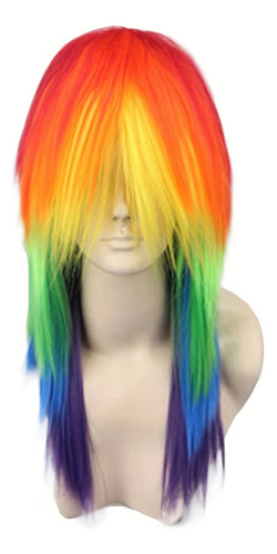 New Rainbow Dash Cosplay Long Straight Rainbow Synthetic