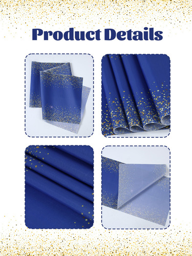 180*35cm Camino De Mesa Espolvoreado Decoración Cumpleaños Color Azul Blue Gold