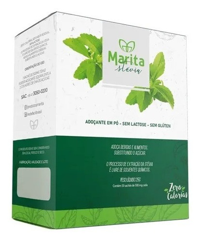 Adoçante Marita Stévia 25g Com 50 Saches De 50mg Em Pó