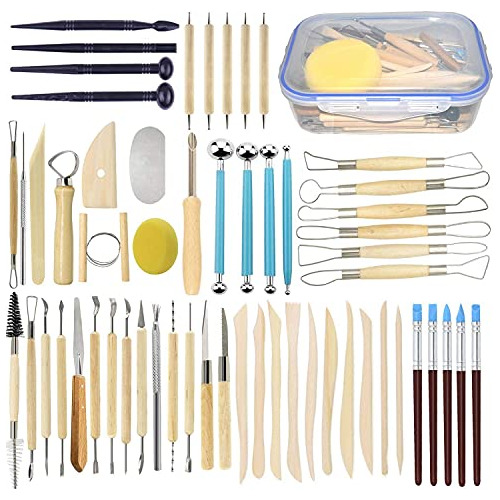 57pcs Ceramic Clay Tools Set With Plastic Case Modeling...
