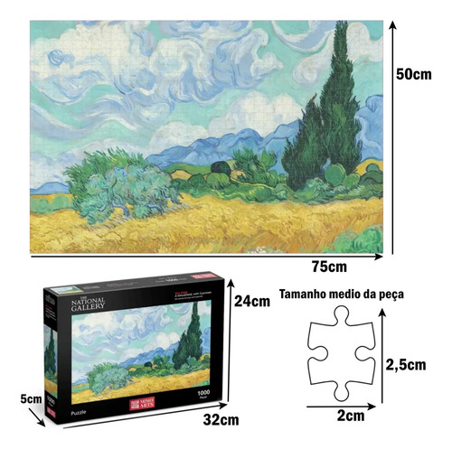 Quebra Cabeça Campo De Trigo Obra De Arte Van Gogh 1000 Peça