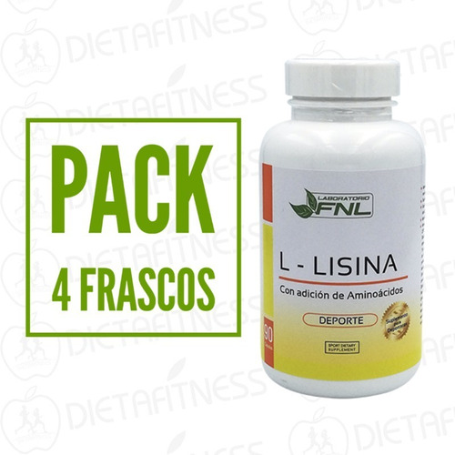 Lisina Fnl 90 Caps Lysine Aminoacidos Pack 4 Frascos