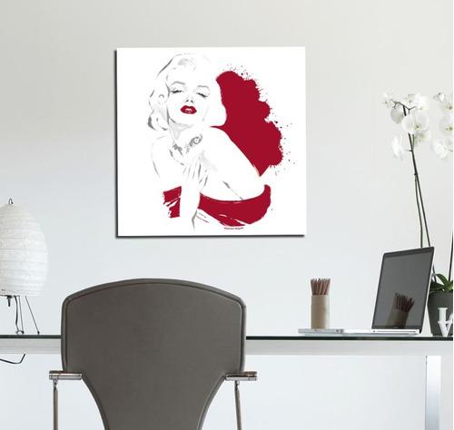 Cuadro 45x45cm Marilyn Monroe Red Dress Draw Art