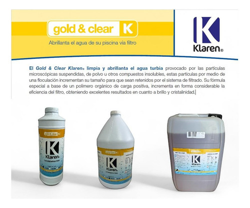 Gold And Clear Clarificador Via Filtro Alberca 20 Litros