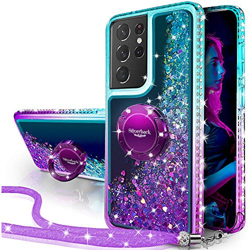 Funda Para Galaxy S21 Ultra Brillos Moving Ring Purple Teal