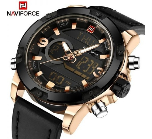 Relogio Masculino Naviforce 9097 Em Couro Original