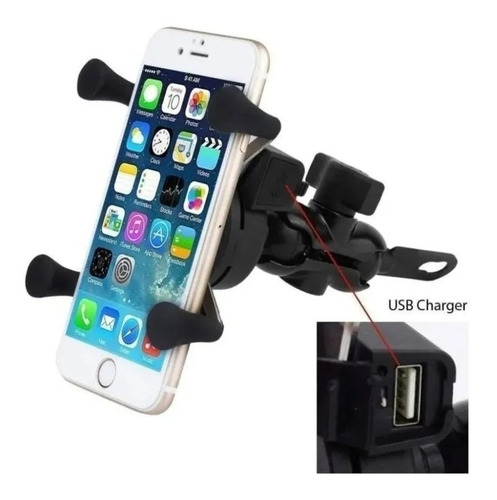 Soporte Porta Celular Para Moto Con Cargador Usb Multimax