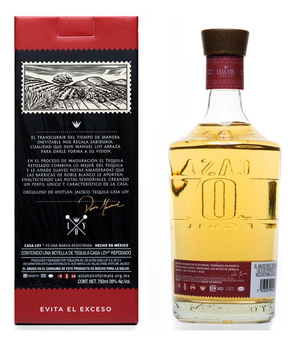Tequila Casa Loy Reposado 750 Ml Con Vaso Tipo Lowball