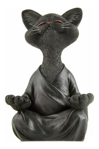 Estatua De Gato De Meditación, Buda, Yoga, Decoración De Gat