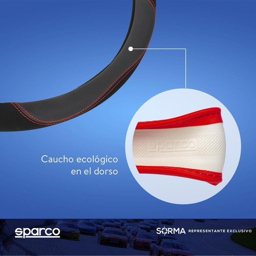 Imagen 6 de 10 de Cubre Volante Sparco Pvc+ Gamuza+ Caucho Ajuste Universal