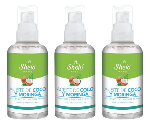 3 Pack Aceite De Coco Y Moringa Shelo