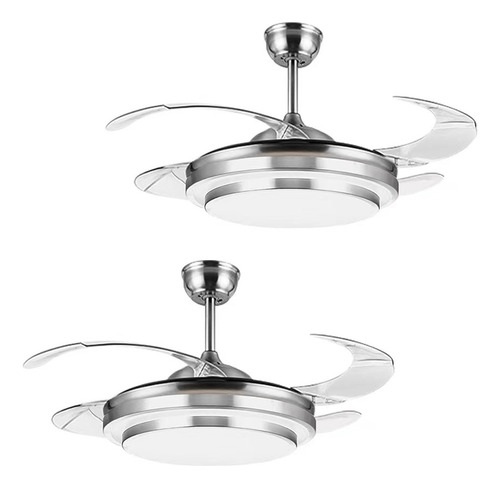 2 Ventilador De Techo 4 Aspas Abanicos Con Control Remoto 1.067 M 60 Hz Blanco Blanco Plástico 4