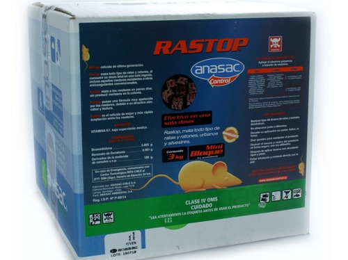 Imagen 1 de 1 de Veneno Para Raton Rastop Minibloque 3 Kg Anasac Hogar Seguro