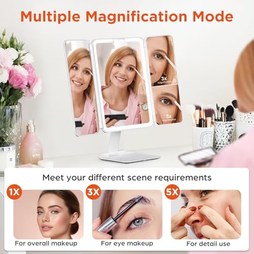 Espejo De Maquillaje De Viaje, Espejo De Maquillaje Tríptico