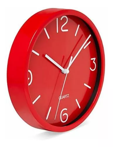  Whiteleopards Reloj de pared grande rojo de 24 pulgadas, reloj  de pared original con engranaje móvil, reloj de pared industrial grande  rural : Hogar y Cocina