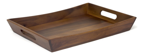 Lipper International Bandeja Curvada De Acacia, 19.88 X 14 X