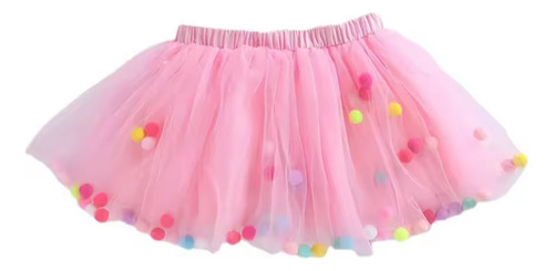 Falda Tutú De Tul Niña Princesa Con Pompones