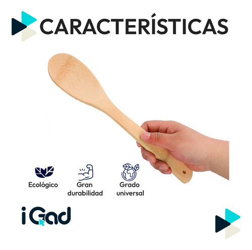 Cucharas De Bambú Para Cocina 2 Piezas Ecofriendly Resistentes Igad Ideales Para Sartén Antiadherente Y Utensilios Delicados