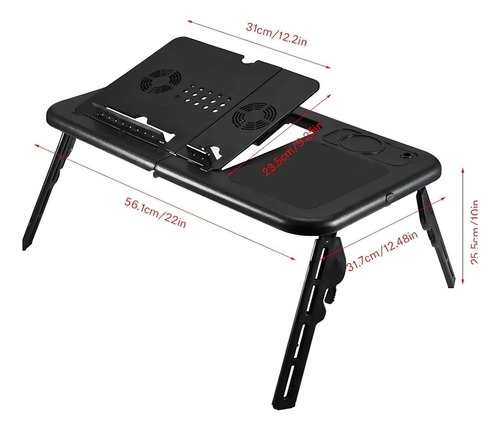 Mini Mesa Articulada Dobravel P/ Notebook Com Cooler Tomate