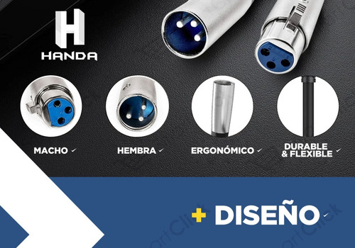 Imagen 7 de 10 de Cable Canon Xlr Balanceado Macho Hembra Ofc 3 Metros Handa