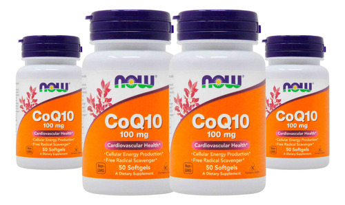 Now Foods Coenzima Coq10 100mg 50 Softgels 4un Sabor Sem Sabor Sem sabor