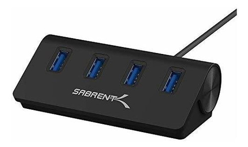 Sabrent Premium Hub Usb 3.0 De Aluminio Negro De 4 Puertos (