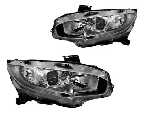 Par Farol Manual Cromado C/led Civic 2016 2017 2018 19 2020