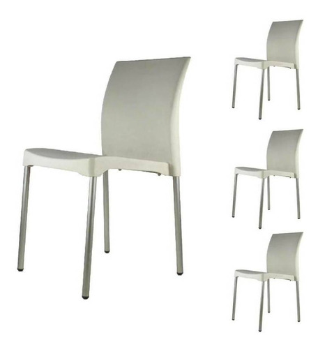 Silla De Comedor Vivanti Estructura Color Blanco 4 Unidades