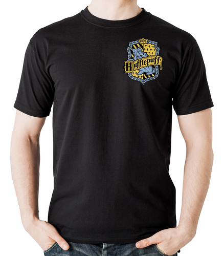 Playera Negra Hufflepuff Escudo Harry Potter Moda 01