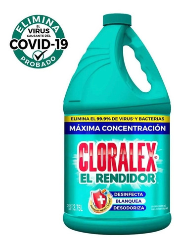 Caja Cloro Cloralex Regular 6 Botellas De 3.75 Litros