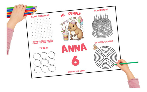 Kit Imprimible Planillla Juegos Cumpleaños Capibara Editable
