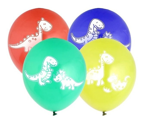6 Globos Para Cumpleaños Dinosaurio 30cm Glam