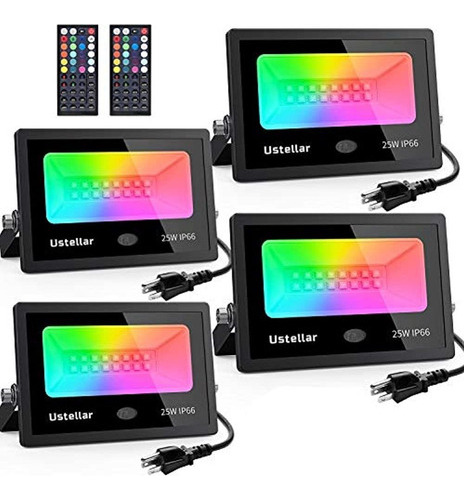 Ustellar 4 Pack 25w Rgb Luces De Inundacion Led Que Cambian