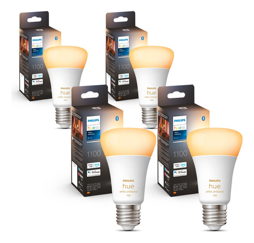 Pack Philips Hue 4 Ampolletas Led E27 Luz Fria & Calida 8w