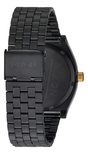 Reloj Time Teller Matte Black/gold Nixon Hombre Malla Negro Bisel Negro Fondo Negro